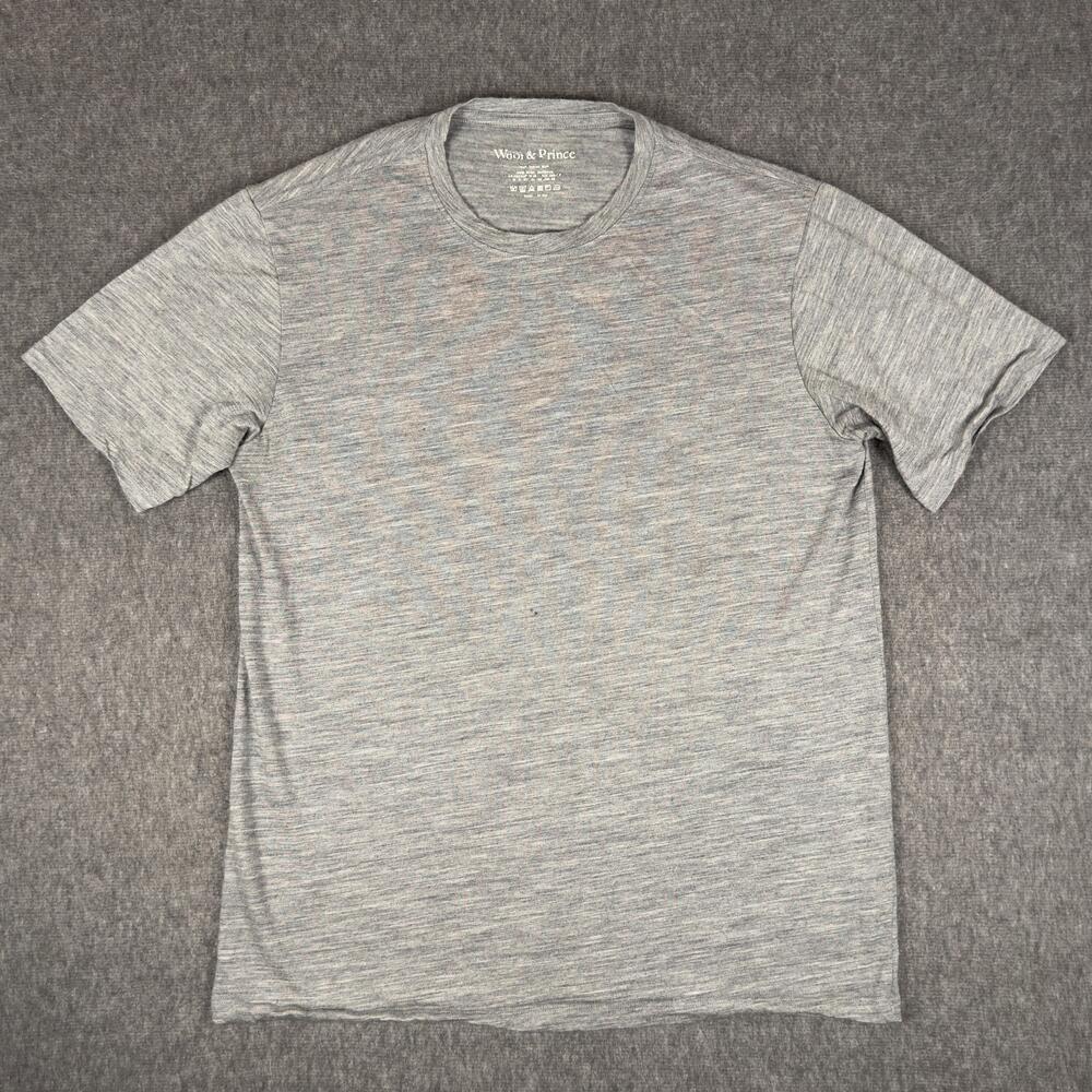 Wool & Prince Shirt Mens Large Gray Merino Wool Tagless Crewneck Tee T-Shirt